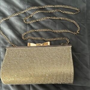 Elegant Gold Rhinestone Crystal Chain Clutch with removable chain